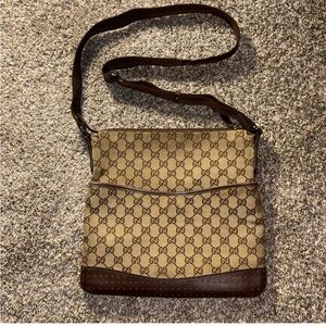 Gucci Beige and Brown GG Canvas Crossbody Bag